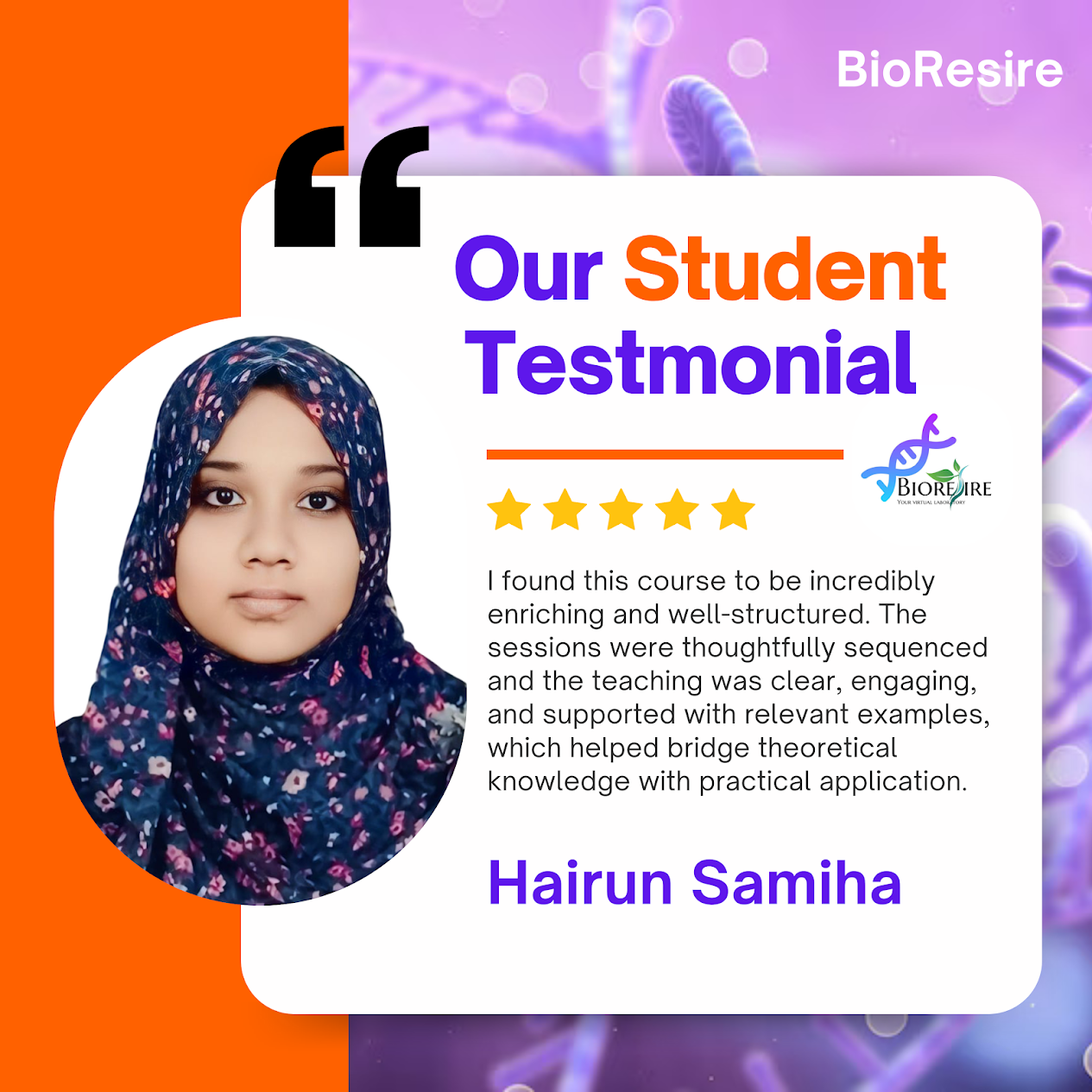 BioResire student testmonial12