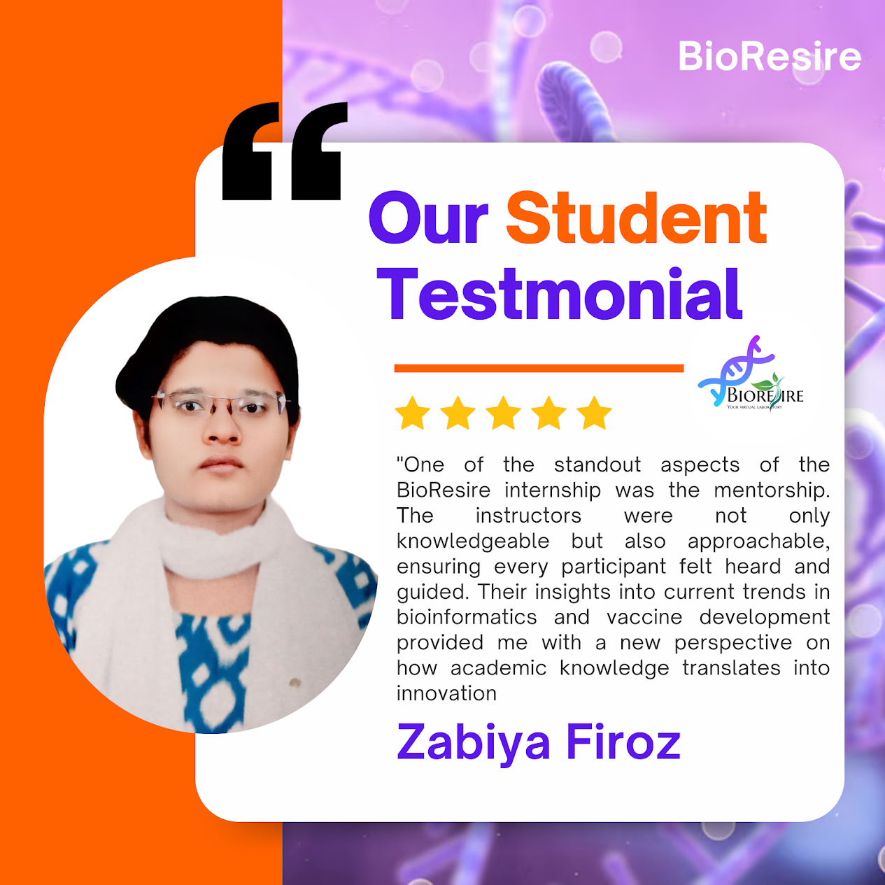 BioResire student testmonial13